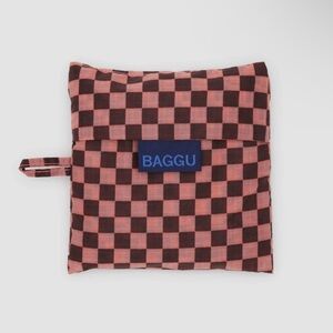 NWT Baggu Standard Reusable Tote Bag in Pink Brown Check